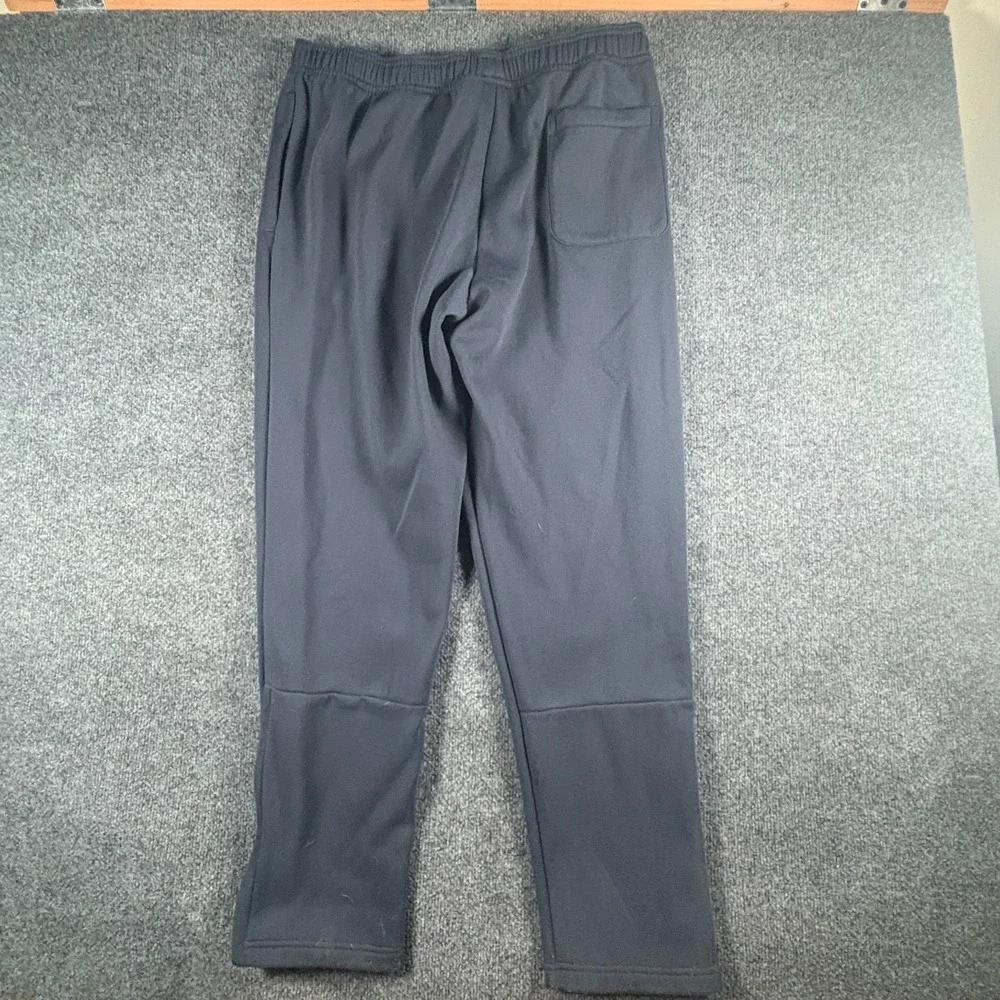 Adidas Sweatpants Mens 34x32.5 Dark Blue Logo Fleece Lined Tapered Ankle Zipper‎